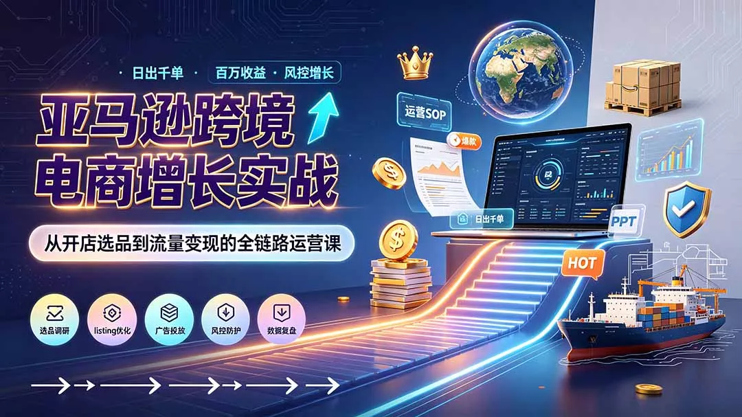亚马逊0-1孵化特训营8期：从注册风控到稳定日出千单实战，规避审核封店风险，标准化执行流程落地-泡泡网赚