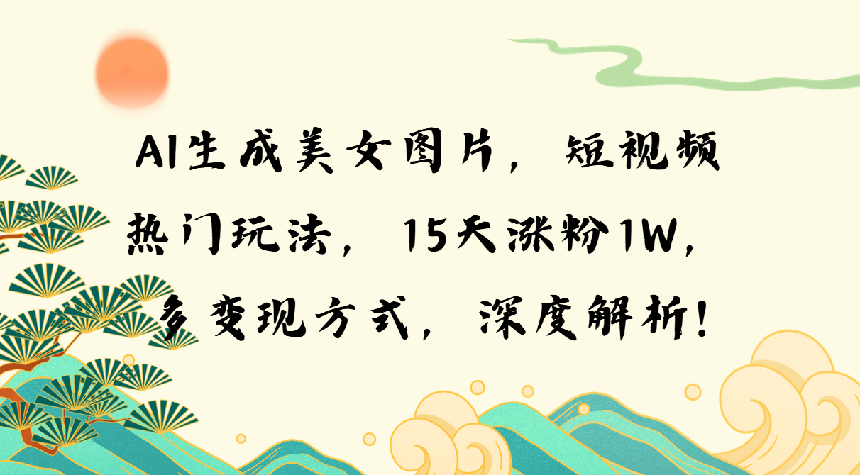 AI生成美女图片，短视频热门玩法，15天涨粉1W，多变现方式，深度解析!-泡泡网赚