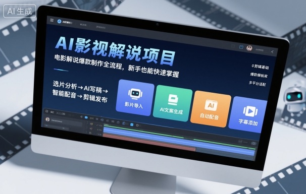 AI影视解说项目，电影解说爆款制作全流程，新手也能快速掌握-泡泡网赚