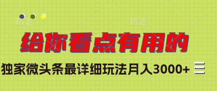 独家微头条最详细玩法，月入3000+【揭秘】-泡泡网赚