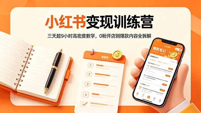 小红书变现训练营：三天超9小时高密度教学，0粉开店到爆款内容全拆解-泡泡网赚