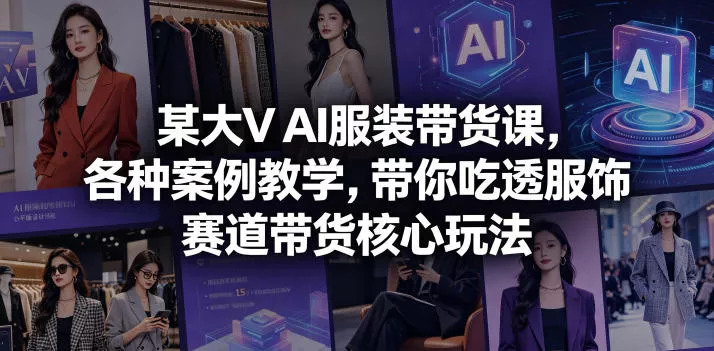 某大V AI服装带货课，各种案例教学，带你吃透服饰赛道带货核心玩法-泡泡网赚
