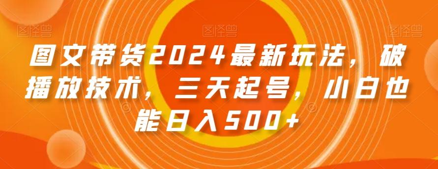 图文带货2024最新玩法，破播放技术，三天起号，小白也能日入500+【揭秘】-泡泡网赚
