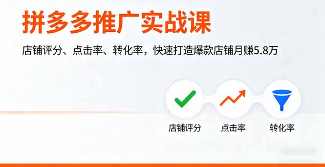 拼多多推广实战课，店铺评分、点击率、转化率，快速打造爆款店铺月赚5.8万-泡泡网赚