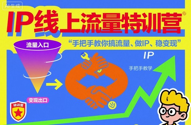 IP线上流量特训营，手把手教你搞流量、做IP、稳变现-泡泡网赚