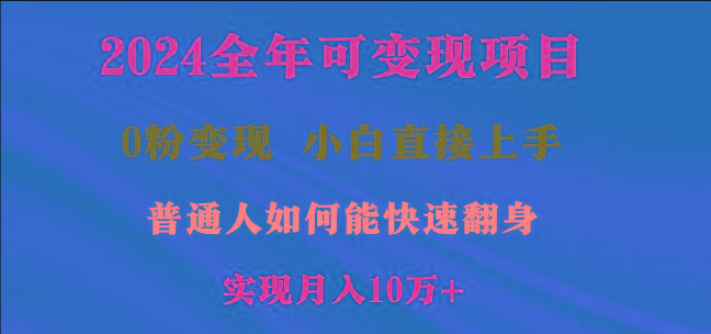 2024全年可变现项目，一天收益至少2000+，小白上手快，普通人就要利用互…-泡泡网赚