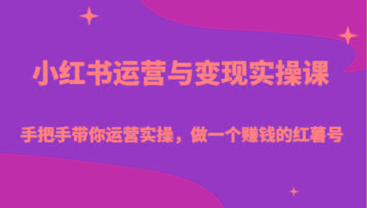 小红书运营与变现实操课-手把手带你运营实操，做一个赚钱的红薯号-泡泡网赚