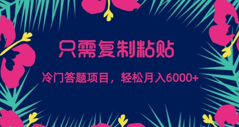 只需复制粘贴，冷门答题项目，轻松月入6000-泡泡网赚