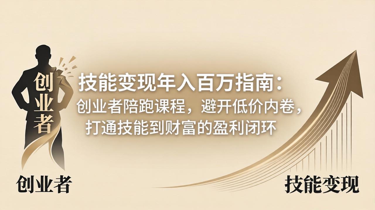 技能变现年入百万指南：创业者陪跑课程，避开低价内卷，打通技能到财富的盈利闭环-泡泡网赚
