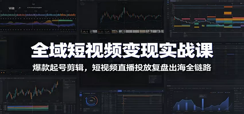 全域短视频变现实战课：爆款起号剪辑，短视频直播投放复盘出海全链路-泡泡网赚