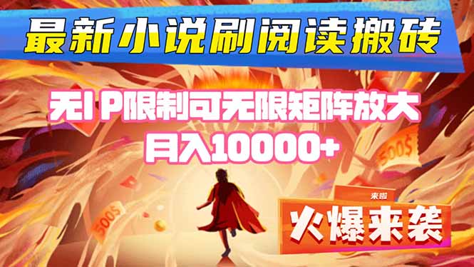 小说阅读搬砖单机每天收益200-400+ 无IP限制可无限矩阵放大 —-泡泡网赚