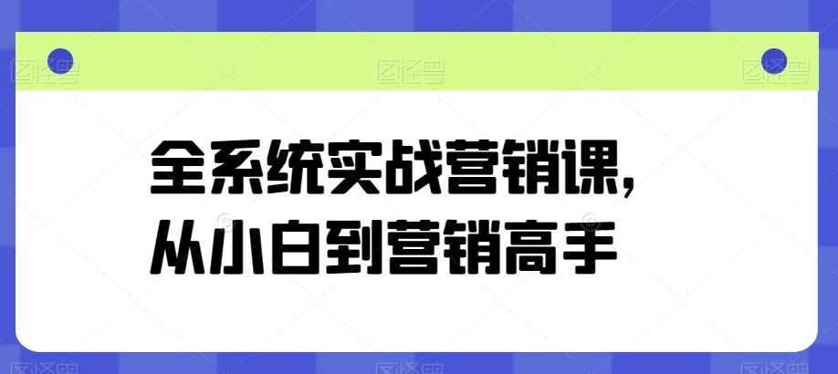 全系统实战营销课，从小白到营销高手-泡泡网赚