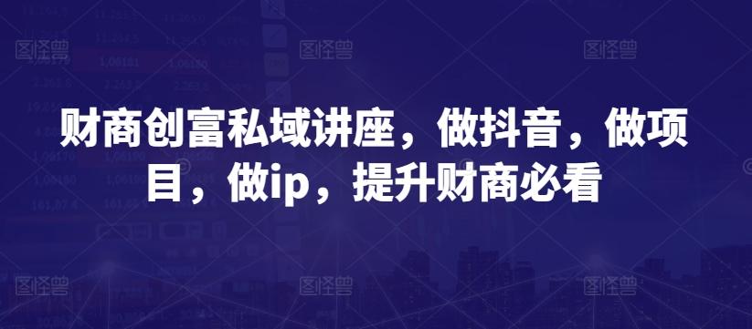 财商创富私域讲座，做抖音，做项目，做ip，提升财商必看-泡泡网赚