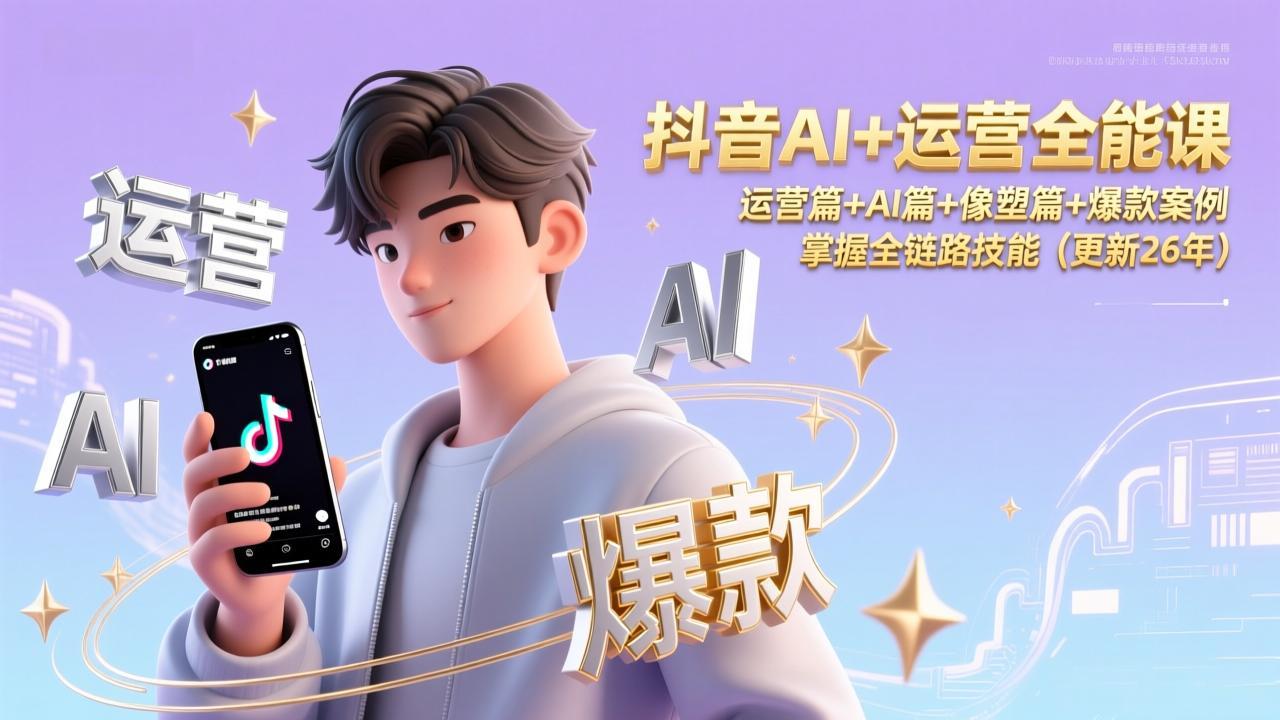 抖音AI+运营全能课，运营篇+AI篇+像塑篇+爆款案例，掌握全链路技能(更新26年-泡泡网赚