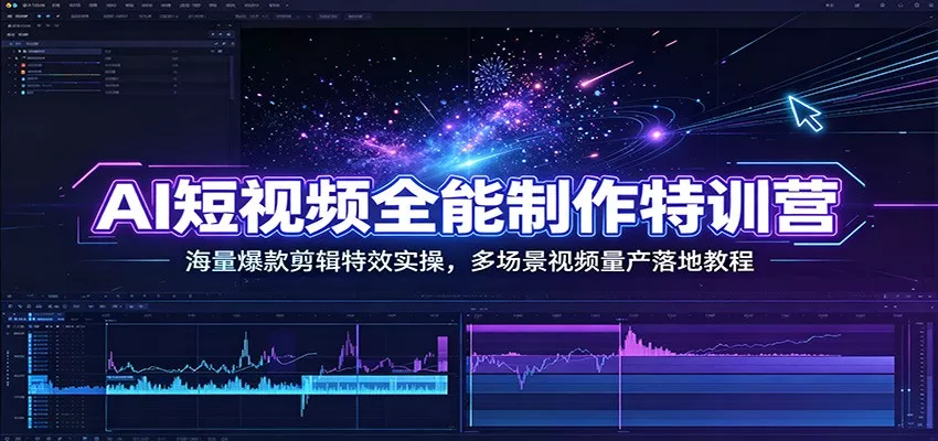 AI短视频全能制作特训营：海量爆款剪辑特效实操，多场景视频量产落地教程-泡泡网赚