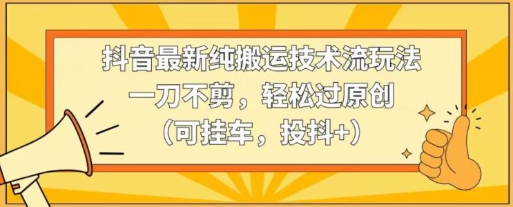 抖音最新纯搬运技术流玩法，一刀不剪，轻松过原创(可挂车，投抖+)【揭秘】-泡泡网赚