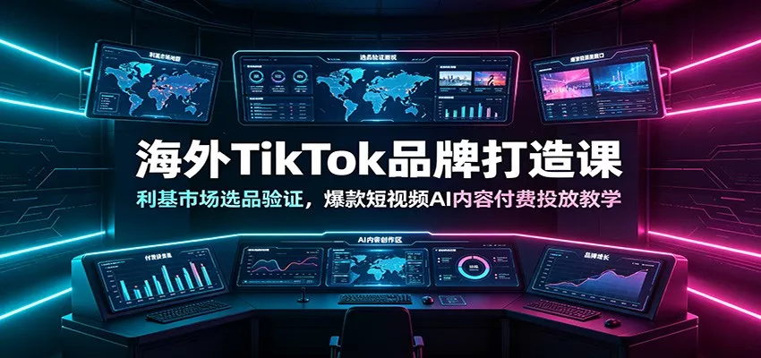 海外TikTok品牌打造课：利基市场选品验证，爆款短视频AI内容付费投放教学-泡泡网赚