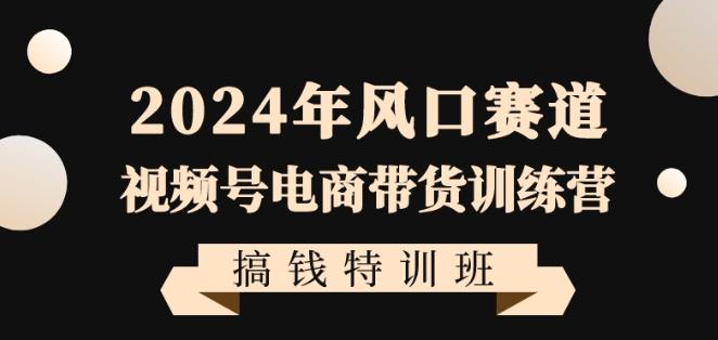 2024年风口赛道视频号电商带货训练营搞钱特训班，带领大家快速入局自媒体电商带货-泡泡网赚