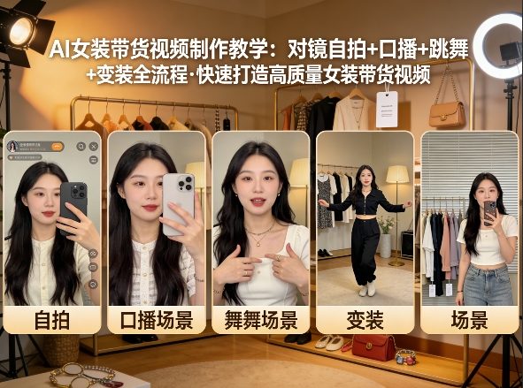 AI女装带货视频制作教学，对镜自拍、口播、跳舞、变装全流程，快速打造高质量女装带货视频-泡泡网赚