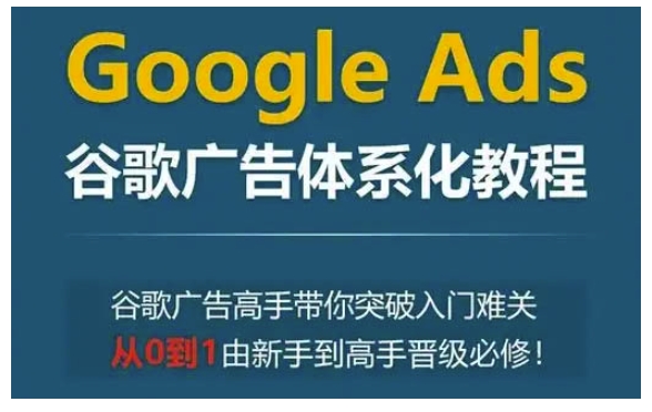 Google Ads谷歌广告体系化教程，谷歌广告高手带你突破入门难关，从0到1由新手到高手晋级必修-泡泡网赚