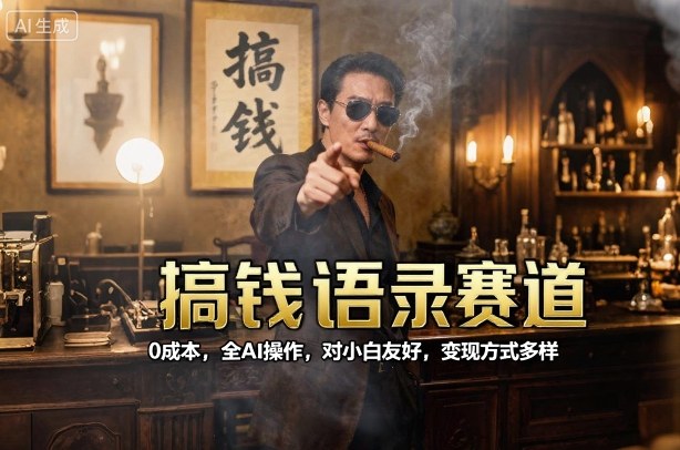 搞钱语录赛道，0成本，全AI操作，对小白友好，变现方式多样-泡泡网赚