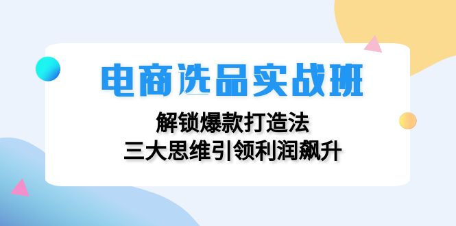 电商选品实战班：解锁爆款打造法，三大思维引领利润飙升-泡泡网赚