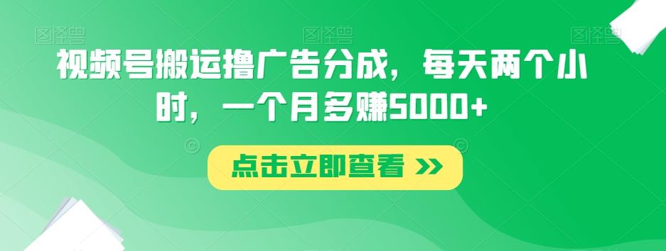 视频号搬运撸广告分成，每天两个小时，一个月多赚5000+-泡泡网赚
