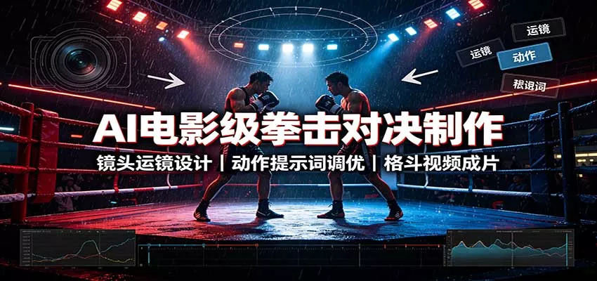 AI电影级拳击对决制作：镜头运镜设计，动作提示词调优，格斗视频成片-泡泡网赚