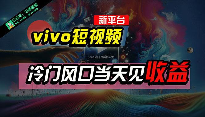 全新平台vivo短视频，新风口AI混剪无脑搬运，冷门风口当天见收益，7天…-泡泡网赚