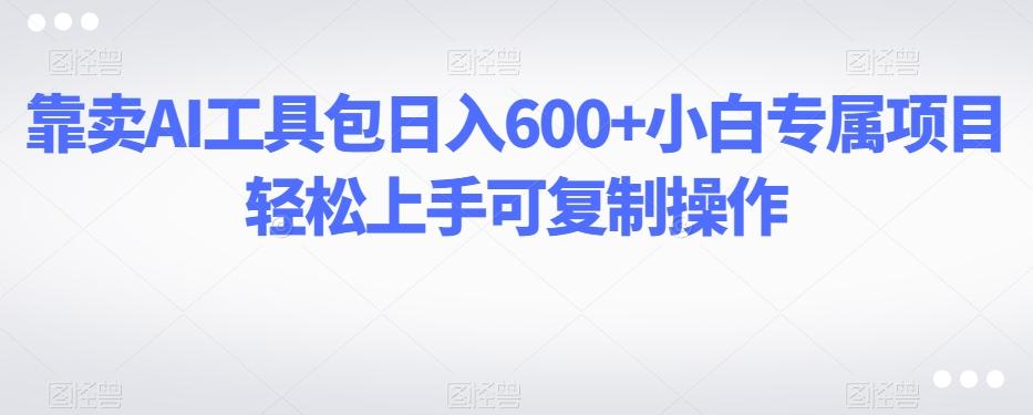 靠卖AI工具包日入600+小白专属项目轻松上手可复制操作-泡泡网赚