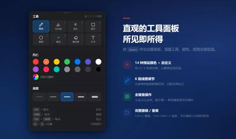 开源轻量级屏幕标注工具，1.4MB实现电脑全屏变自由画布！支持8种标注工具和全键盘操控MarkerOn-泡泡网赚