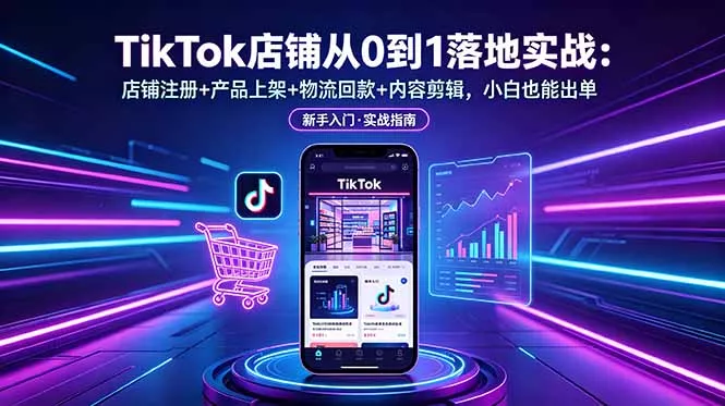 TikTok店铺从0到1落地实战：店铺注册+产品上架+物流回款+内容剪辑，小白也能出单-泡泡网赚