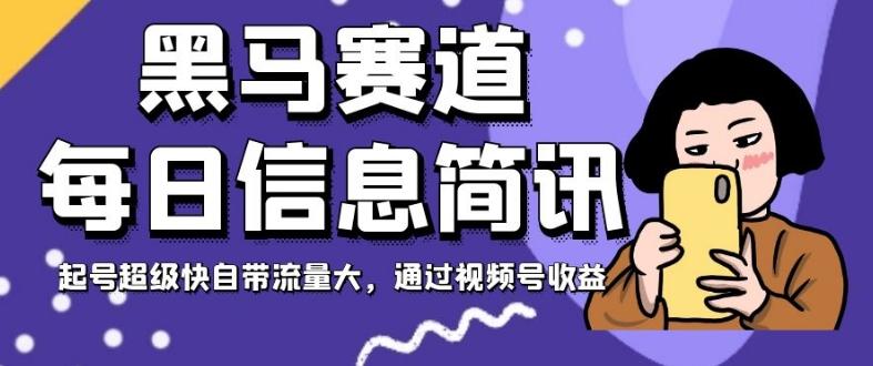 黑马赛道每日信息简讯，起号超级快自带流量大，通过视频号收益【揭秘】-泡泡网赚