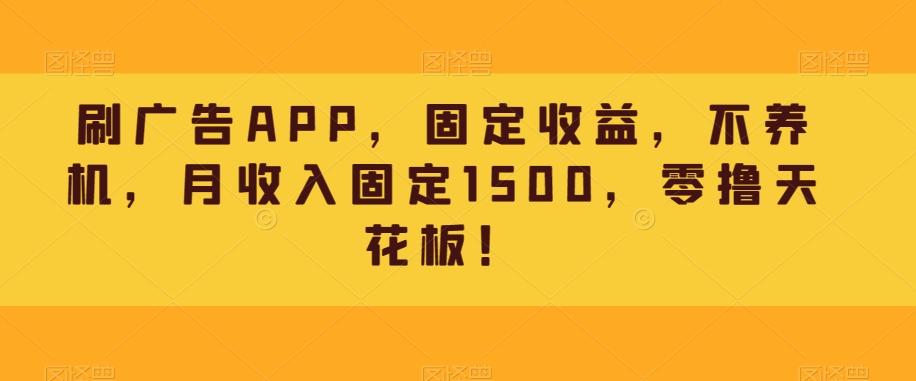 刷广告APP，固定收益，不养机，月收入固定1500，零撸天花板！-泡泡网赚