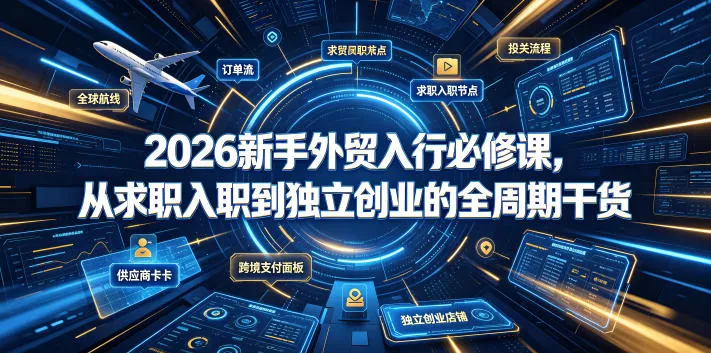 2026新手外贸入行必修课，从求职入职到独立创业的全周期干货-泡泡网赚