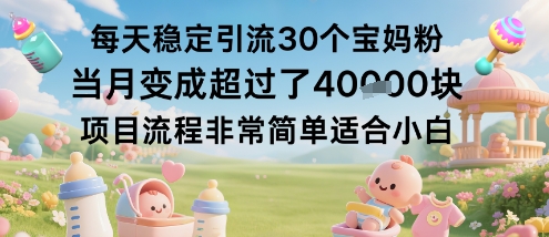 每天稳定引流30个宝妈粉当月变成超过了1W+项目流程非常简单适合小白-泡泡网赚