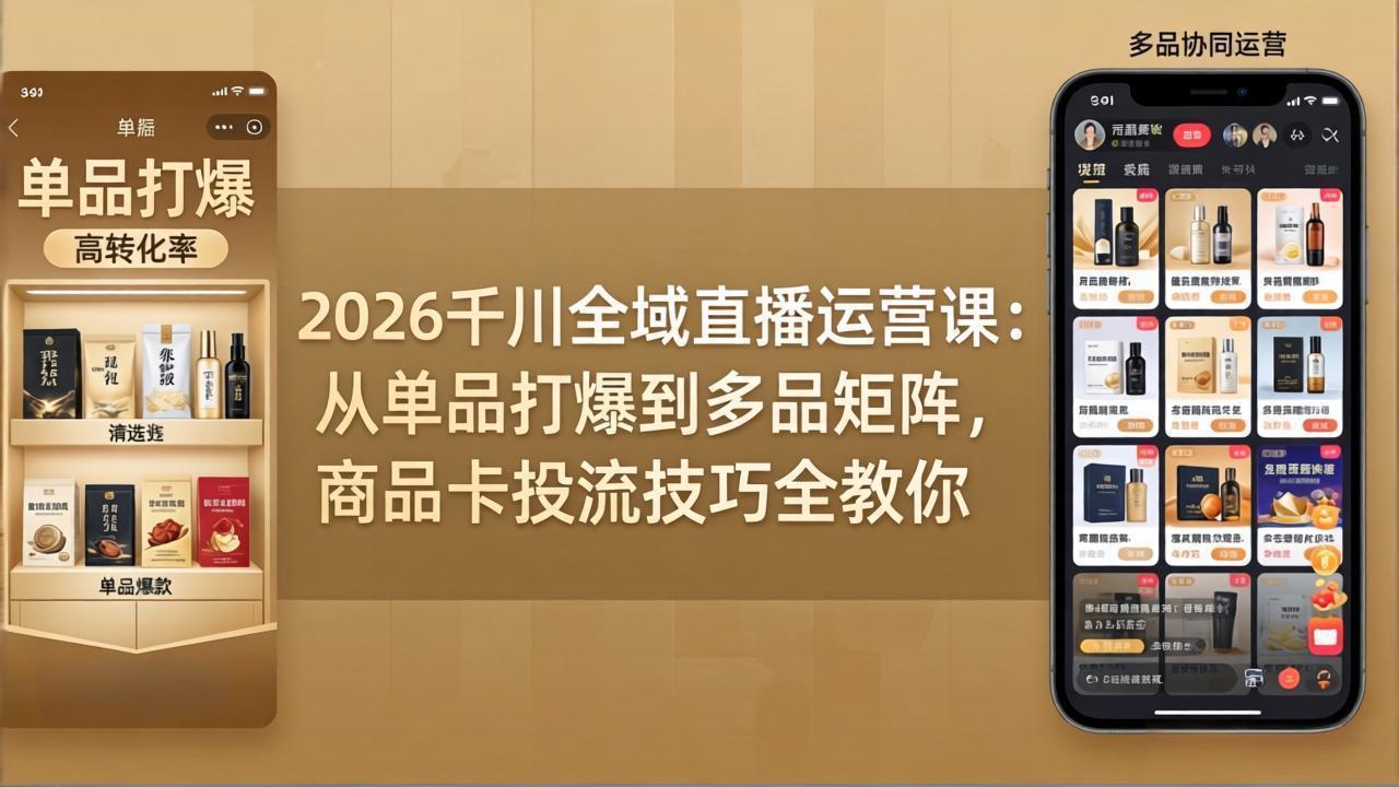 2026千川全域直播运营课：从单品打爆到多品矩阵，商品卡投流技巧全教你-泡泡网赚