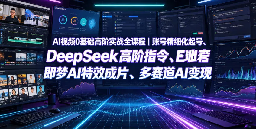 AI视频0基础高阶实战全课程｜账号精细化起号、DeepSeek高阶指令、即梦AI特效成片、多赛道AI短视频量产变现-泡泡网赚