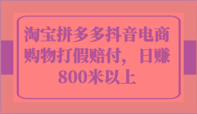 淘宝拼多多抖音电商购物打假赔付，日赚800米以上-泡泡网赚
