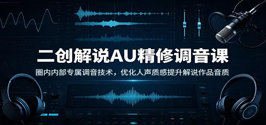 二创解说AU精修调音课：圈内内部专属调音技术，优化人声质感提升解说作品音质-泡泡网赚
