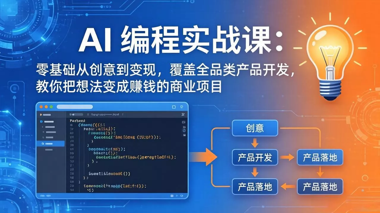 AI编程实战课-第三期-5月更新：零基础从创意到变现，覆盖全品类产品开发，把想法变成赚钱项目-泡泡网赚