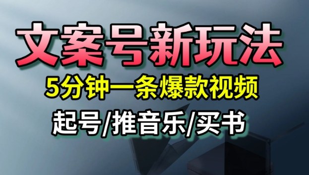 文案号新玩法，5分钟一条爆款视频，流量高，起号快，多方位变现-泡泡网赚