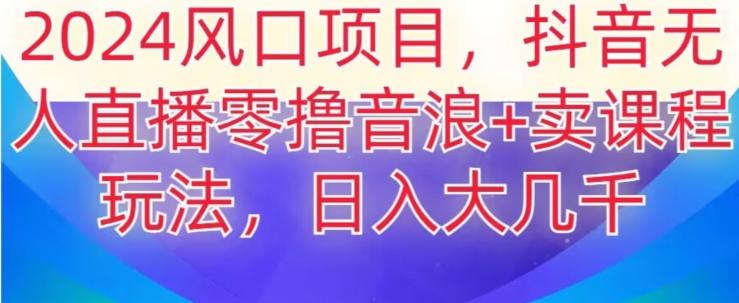 2024风口项目，抖音无人主播撸音浪+卖课程玩法，日入大几千【揭秘】-泡泡网赚