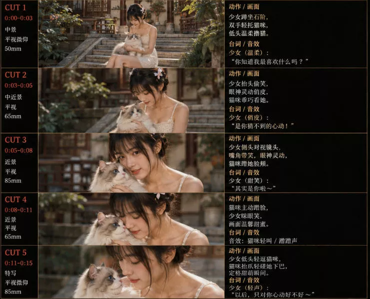 美女和猫故事提示词，人物一致性提示词+故事板-泡泡网赚