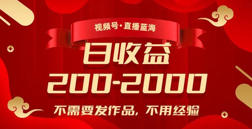 视频号直播蓝海，不需要发作品，不用经验，日入200-2000+【揭秘】-泡泡网赚