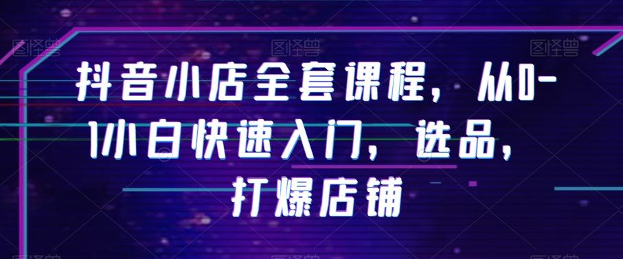 抖音小店全套课程，从0-1小白快速入门，选品，打爆店铺-泡泡网赚