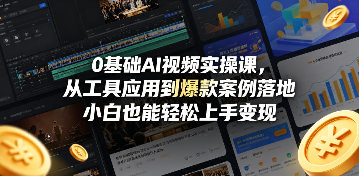 0基础AI视频实操课，从工具应用到爆款案例落地，小白也能轻松上手变现-泡泡网赚