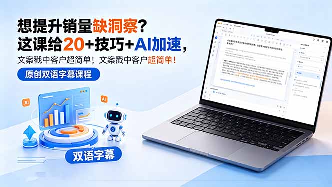 想提升销量缺洞察？这课给 20 + 技巧 + AI 加速，文案戳中客户超简单！【原创双语字幕】-泡泡网赚