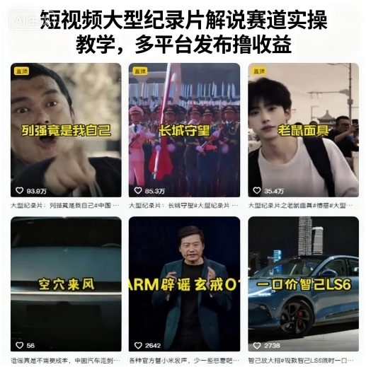 短视频大型纪录片解说赛道实操教学，多平台发布撸收益-泡泡网赚