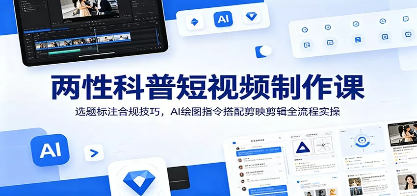 两性科普短视频制作课：选题标注合规技巧，AI绘图指令搭配剪映剪辑全流程实操-泡泡网赚